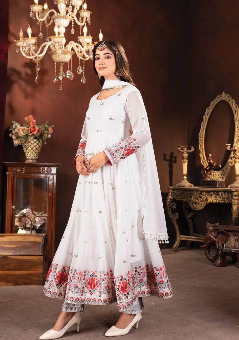 Pink Sequin Work Chinon Salwar Kameez With Dupatta