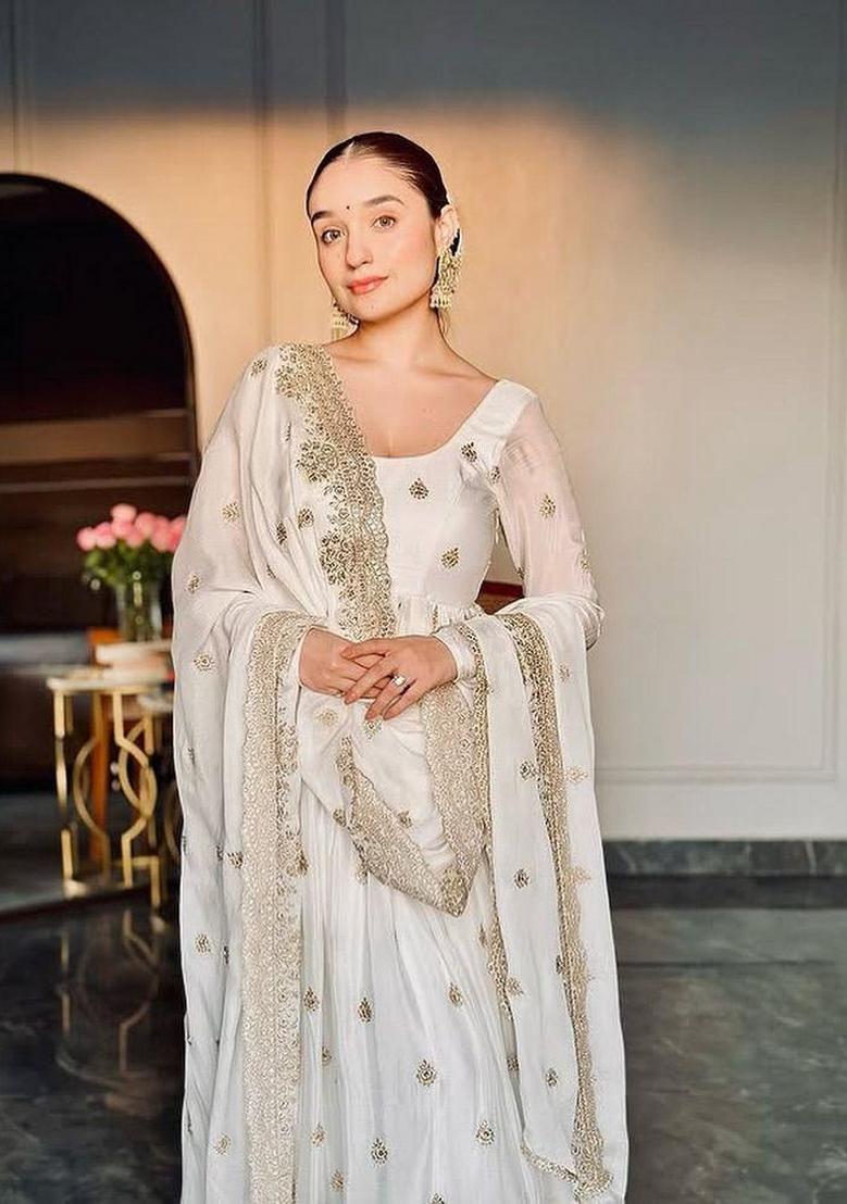 Black Embroidered Cotton Blend Salwar Kameez With Dupatta