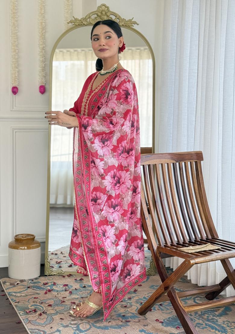 Blue Embroidered Viscose Salwar Kameez With Dupatta