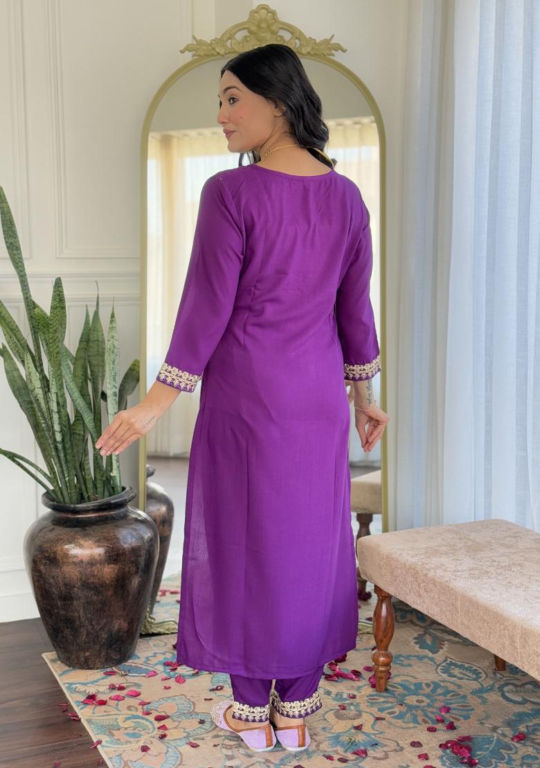 Yellow Embroidered Viscose Salwar Kameez With Dupatta