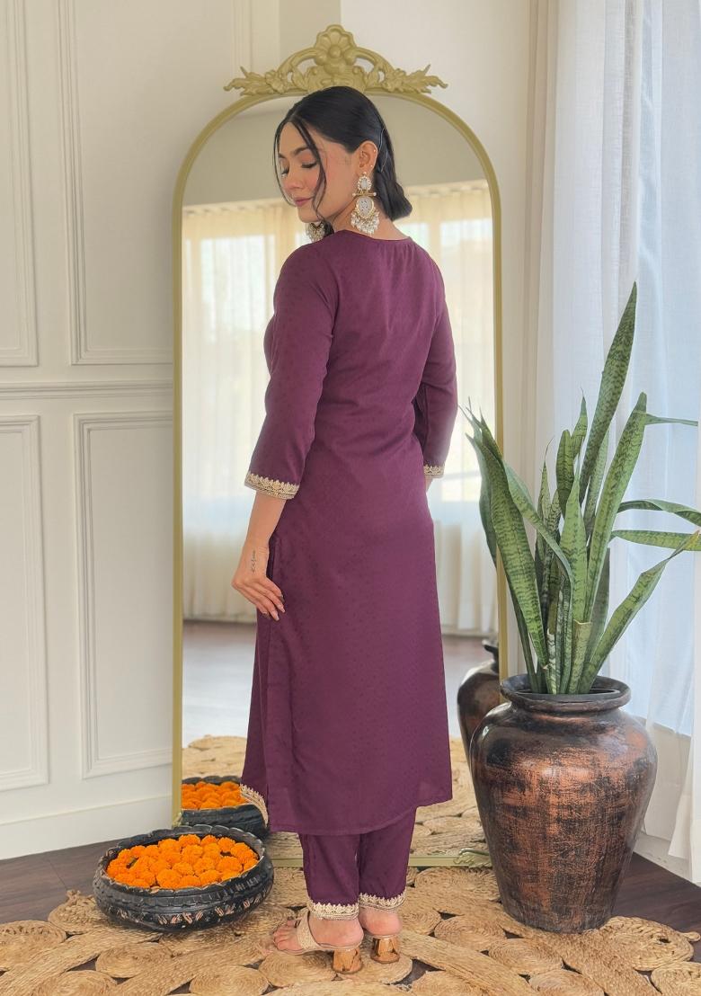 Blue Embroidered Silk Salwar Kameez With Dupatta