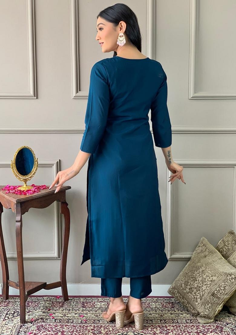 Beige Embroidered Rayon Salwar Kameez With Dupatta