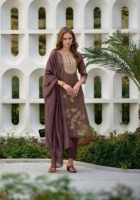 Wine Sequin Work Chinon Salwar Kameez With Dupatta