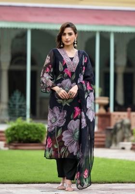 Mustard Yellow Embroidered Viscose Salwar Kameez With Dupatta