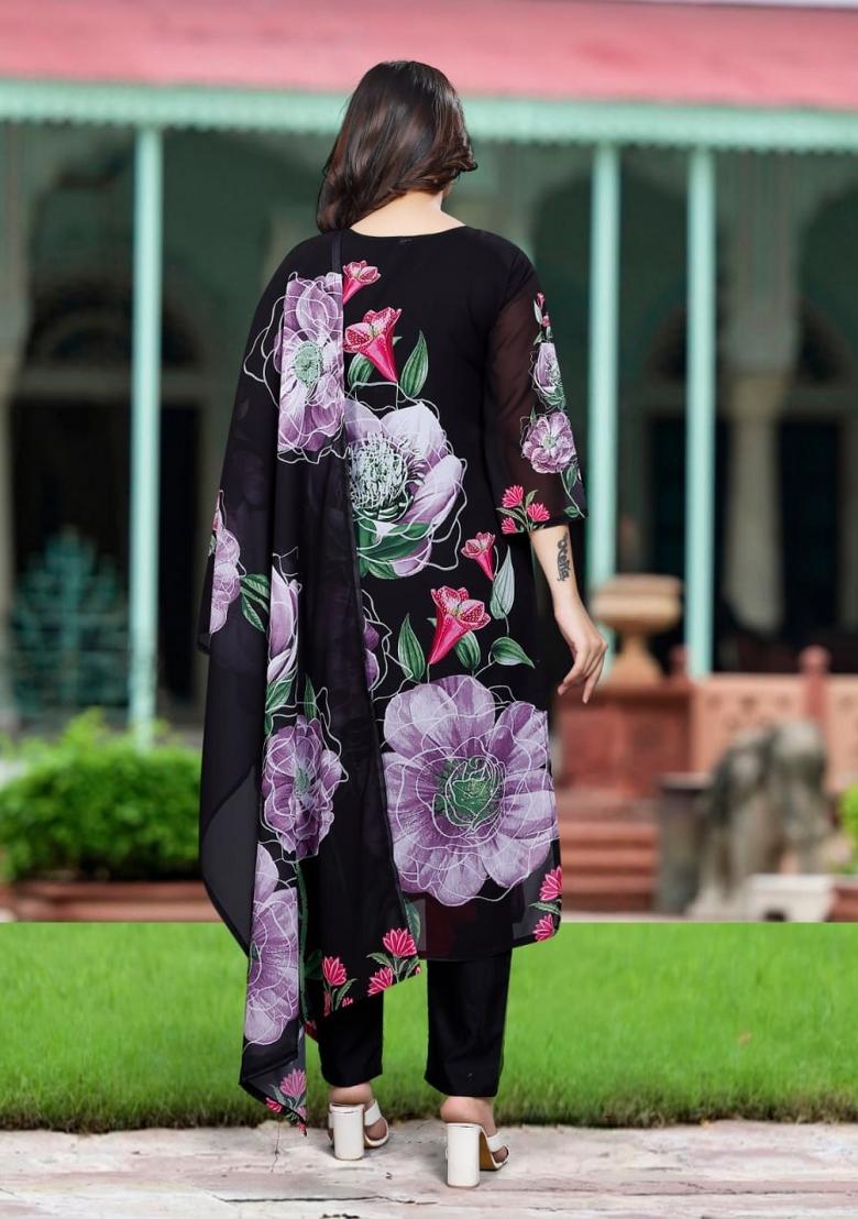 Mustard Yellow Embroidered Viscose Salwar Kameez With Dupatta