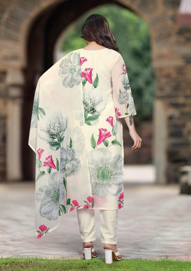 Wine Embroidered Vichitra Salwar Kameez With Dupatta