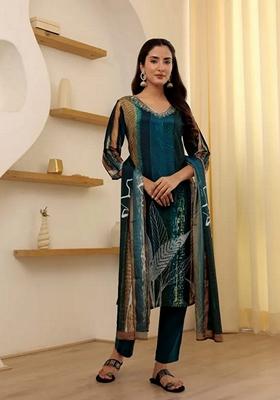Multi Embroidered Rayon Salwar Kameez With Dupatta