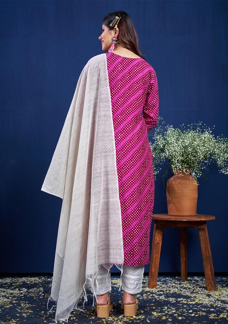 Purple Embroidered Rayon Salwar Kameez With Dupatta