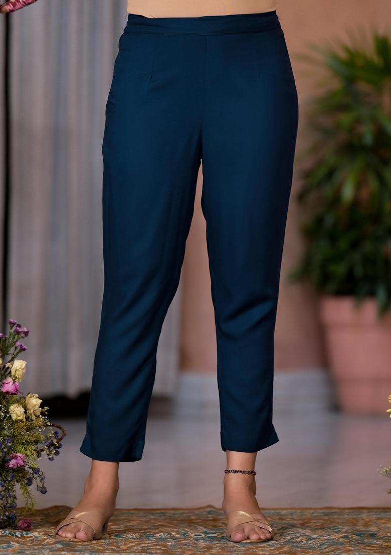 Navy Blue Embroidered Rayon Salwar Kameez With Dupatta