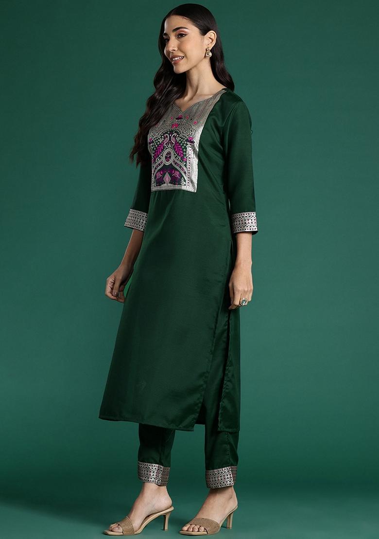 Green Yoke Design Pure Cotton Salwar Kameez With Dupatta