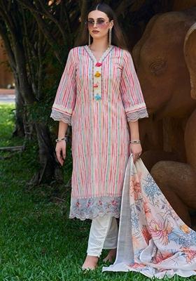 Pink Printed Pure Cotton Salwar Kameez With Dupatta