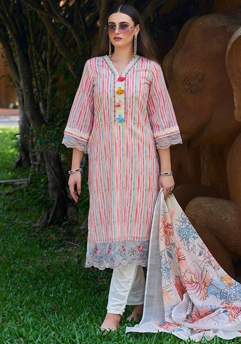 Pink Printed Pure Cotton Salwar Kameez With Dupatta