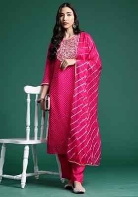 Pink Printed Georgette Salwar Kameez With Dupatta