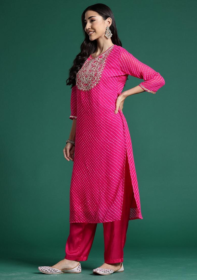 Pink Printed Georgette Salwar Kameez With Dupatta