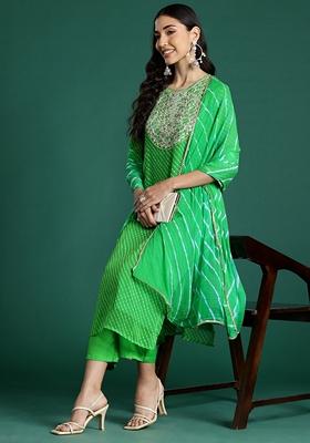 Green Printed Georgette Salwar Kameez With Dupatta