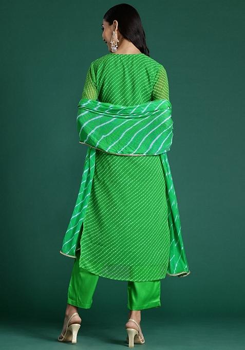 Green Printed Georgette Salwar Kameez With Dupatta