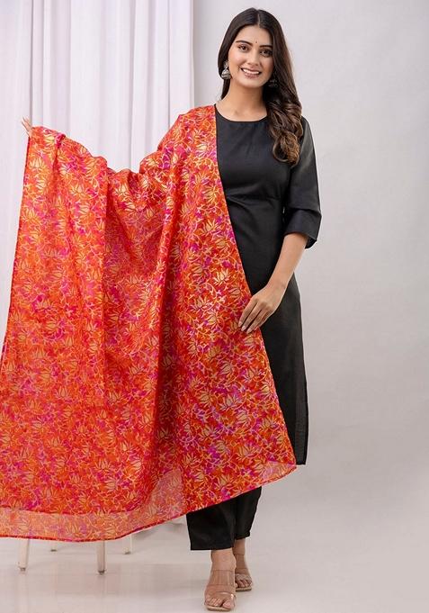 Black Printed Cotton Salwar Kameez With Dupatta