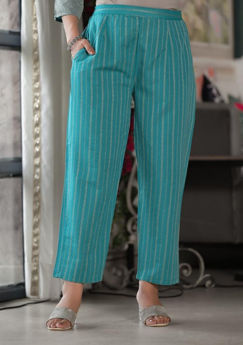 Blue Printed Cotton Salwar Kameez With Dupatta