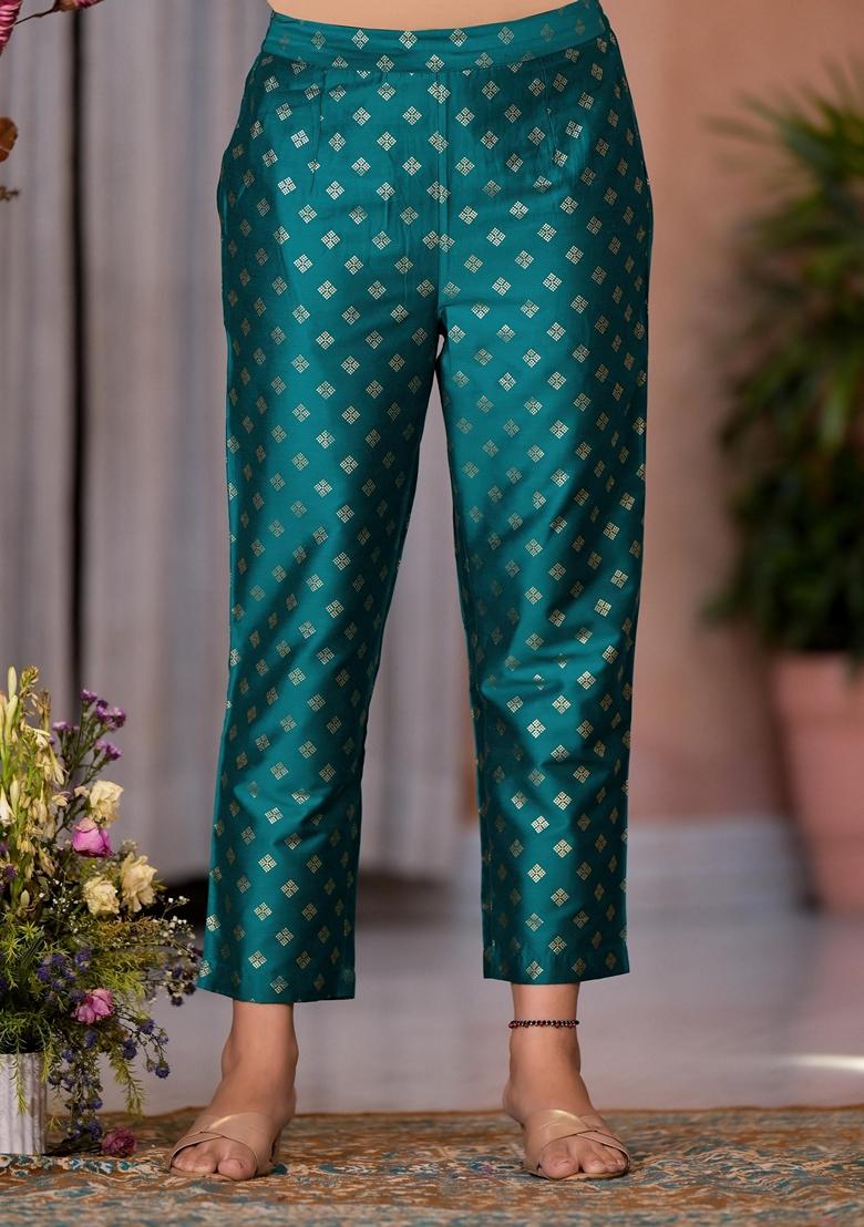 Rama Green Printed Cotton Blend Salwar Kameez With Dupatta