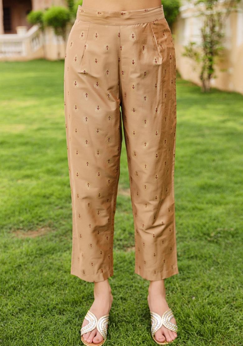 Gold Printed Cotton Salwar Kameez With Dupatta