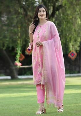 Pink Printed Georgette Salwar Kameez With Dupatta