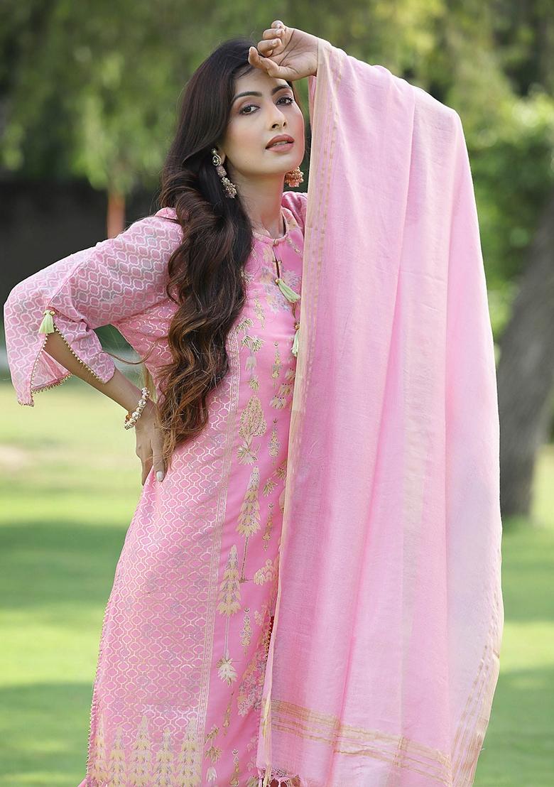 Pink Printed Georgette Salwar Kameez With Dupatta