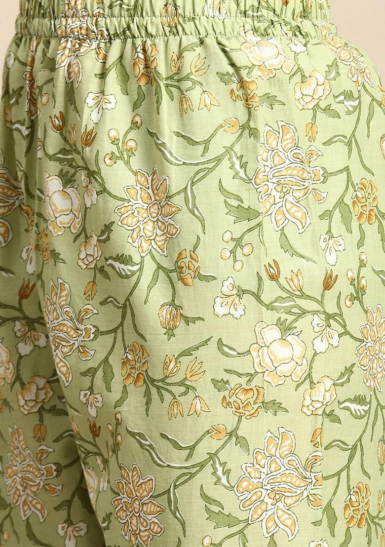 Green Printed Pure Cotton Salwar Kameez With Dupatta