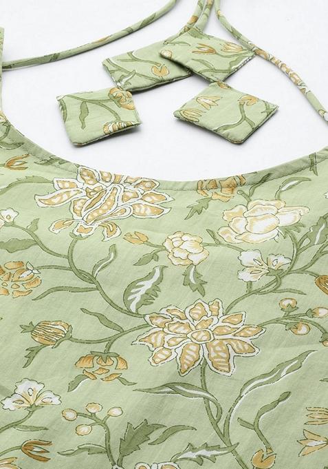 Green Printed Pure Cotton Salwar Kameez With Dupatta