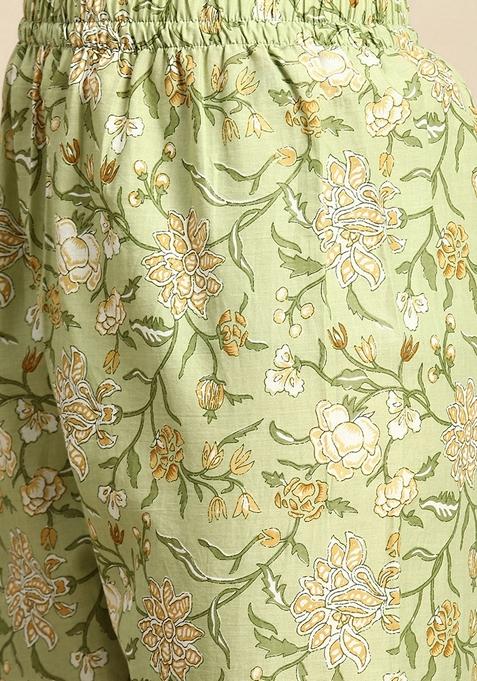 Green Printed Pure Cotton Salwar Kameez With Dupatta