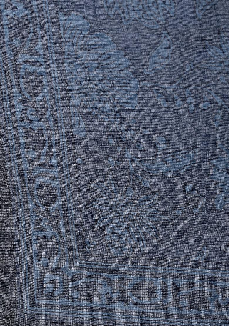 Indigo Blue Printed Pure Cotton Palazzo Set With Dupatta