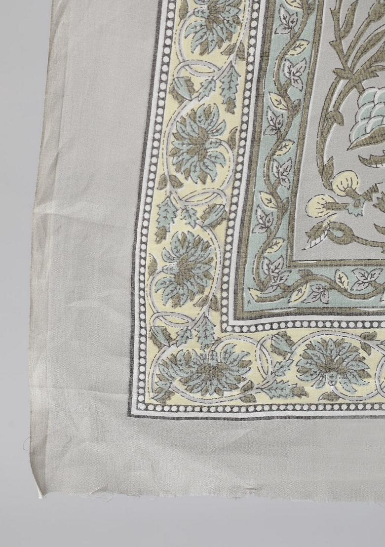 Grey Printed Pure Cotton Palazzo Set With Dupatta