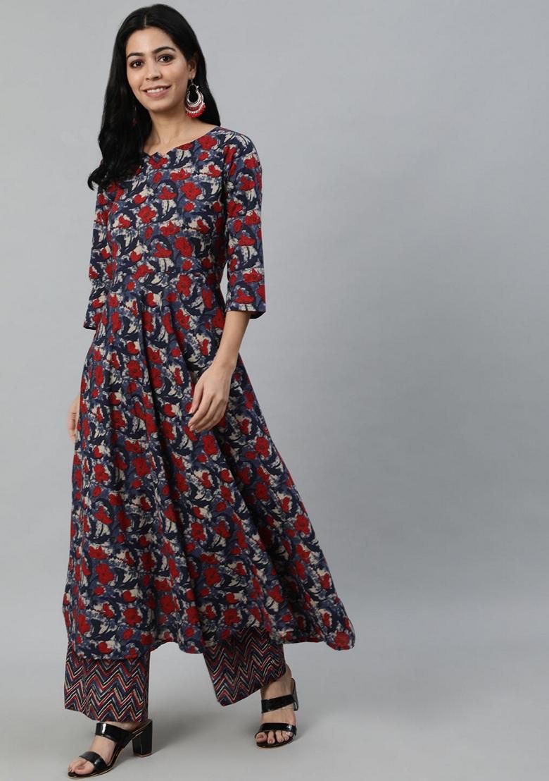 Multi Printed Pure Cotton Palazzo Set With Dupatta