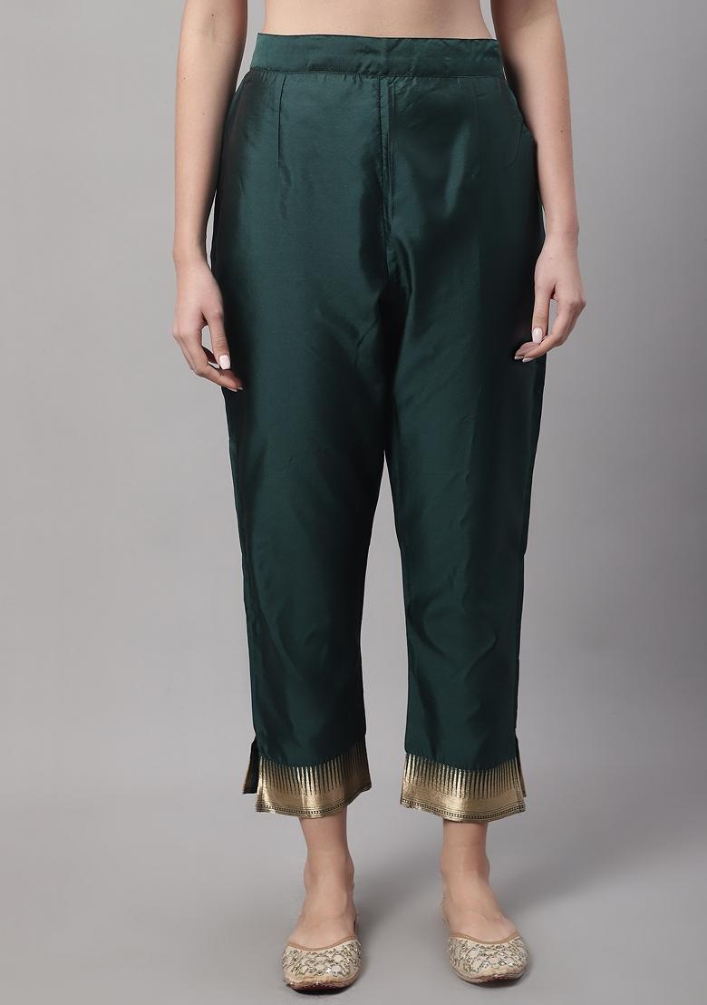 Green Woven Cotton Blend Salwar Kameez With Dupatta