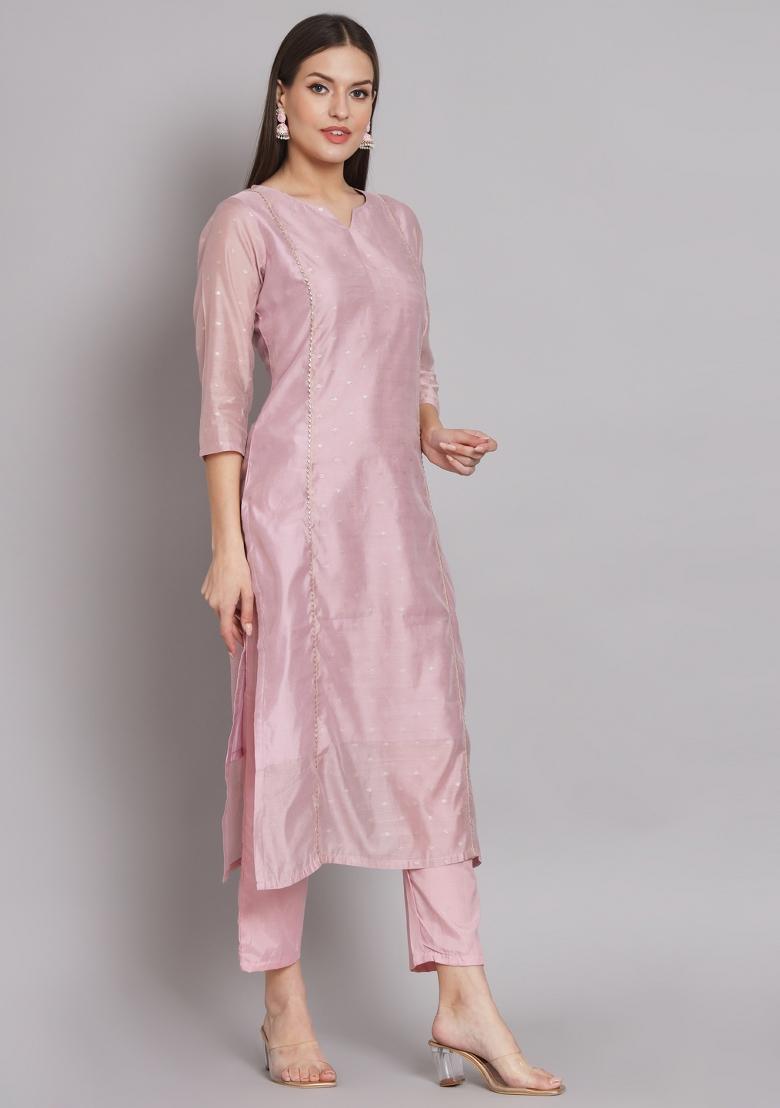 Pink Gotta Patti Chanderi Salwar Kameez With Dupatta