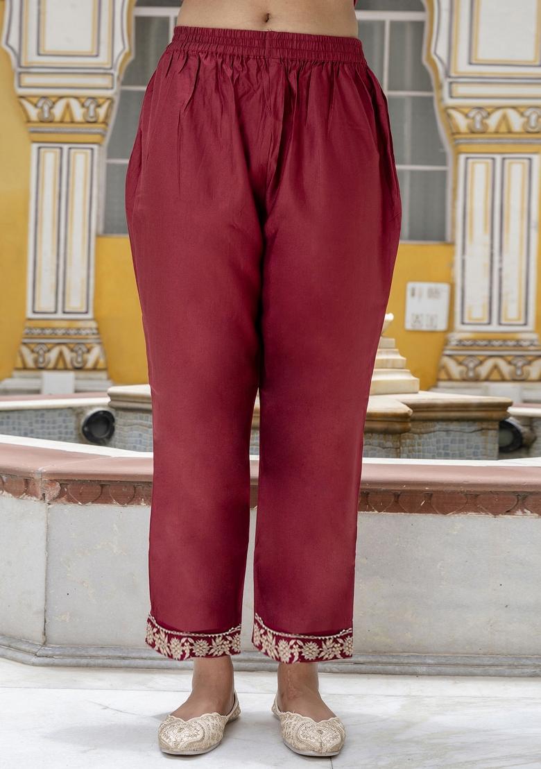 Maroon Embroidered Viscose Salwar Kameez With Dupatta