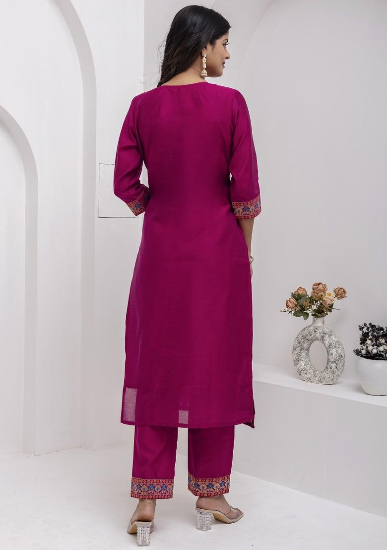 Purple Embroidered Jacquard Salwar Kameez With Dupatta