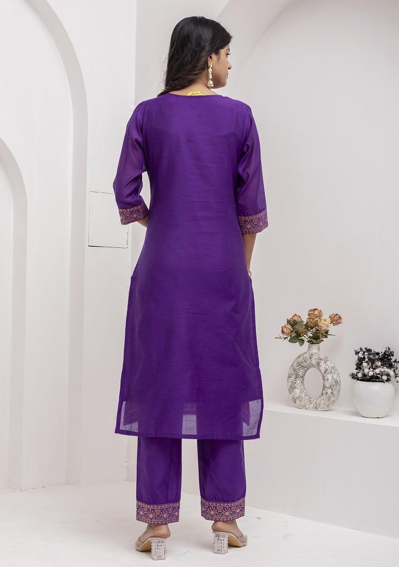 Blue Embroidered Jacquard Salwar Kameez With Dupatta