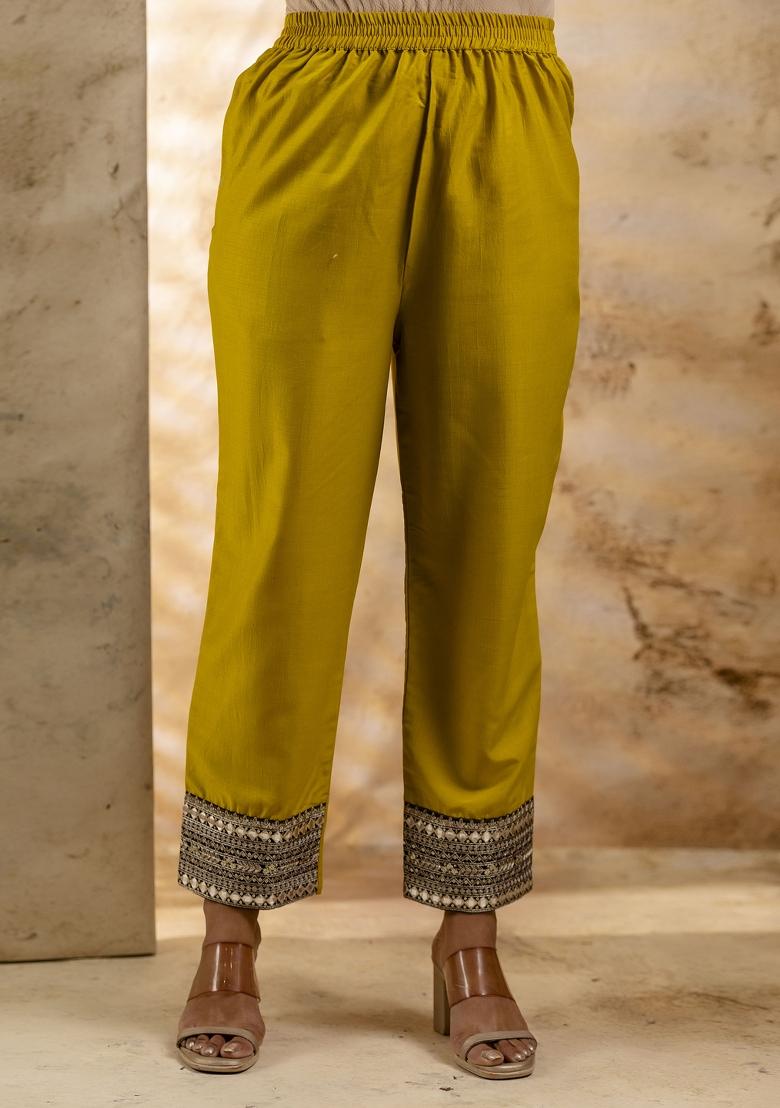 Lemon Yellow Embroidered Viscose Salwar Kameez With Dupatta