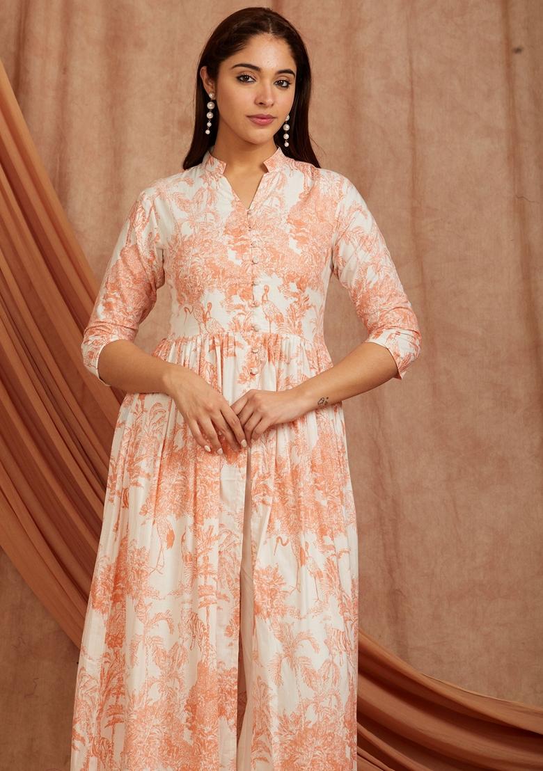 Brown Printed Cotton Palazzo Set