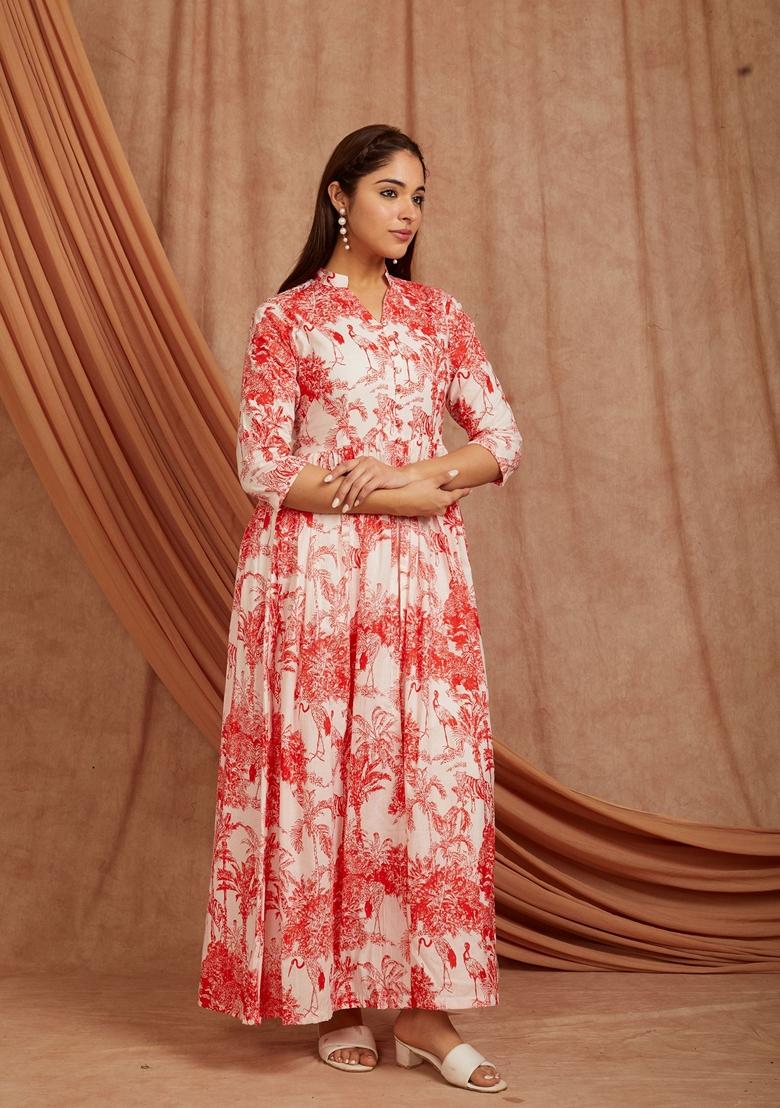 Red Printed Cotton Palazzo Set