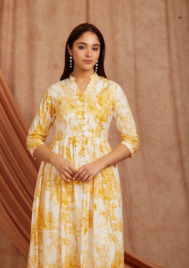 Yellow Printed Cotton Palazzo Set