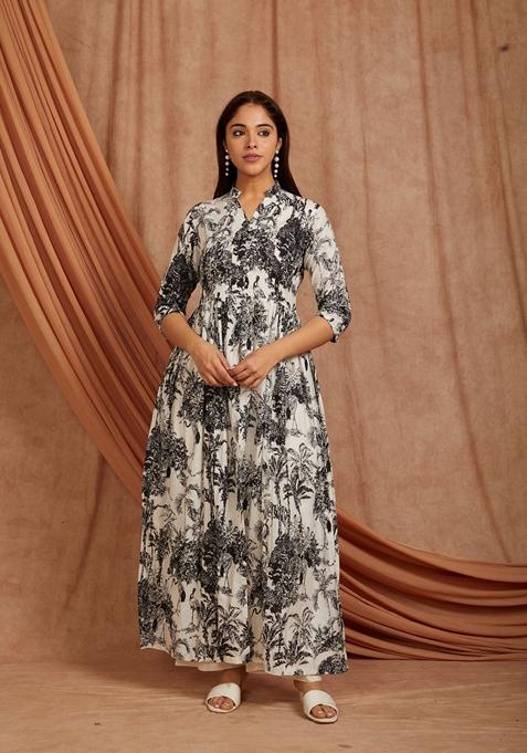 Black Printed Cotton Kurta