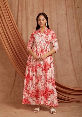 Red Printed Cotton Kurta