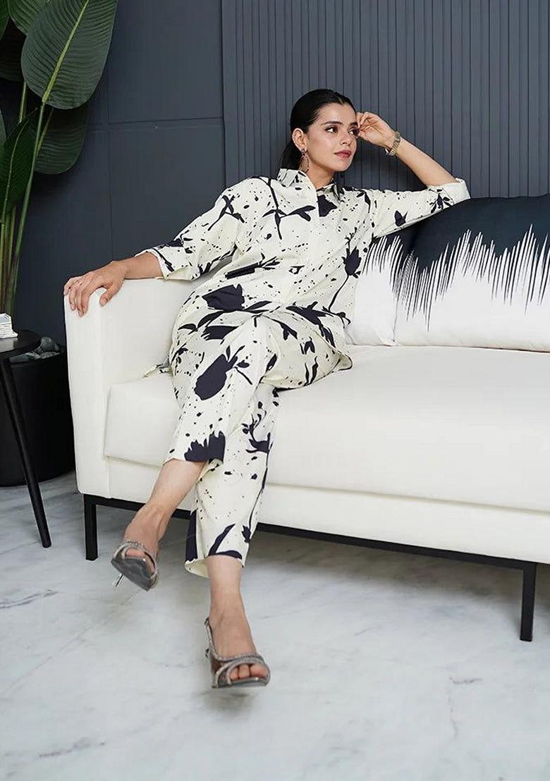 Black Digital Printed Rayon Co ord Set