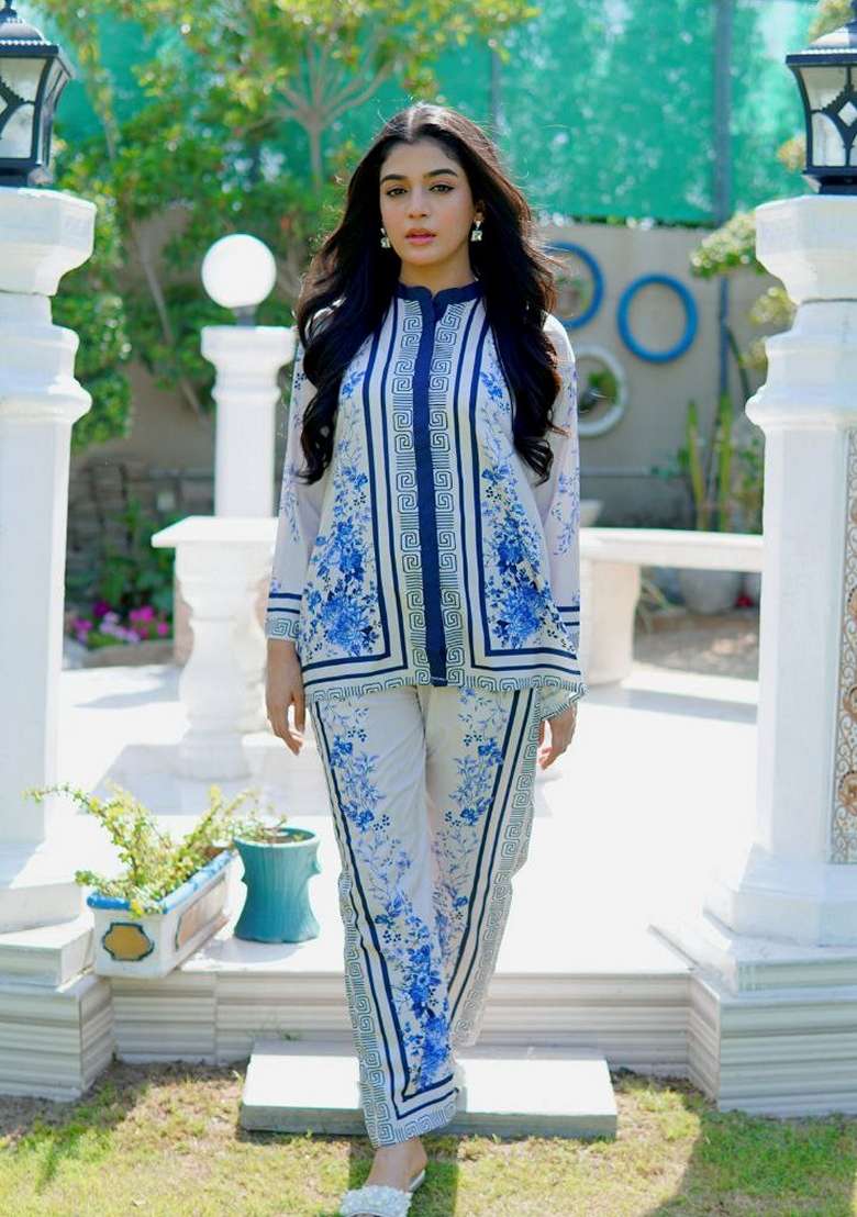 Blue Digital Printed Rayon Co ord Set - Indya