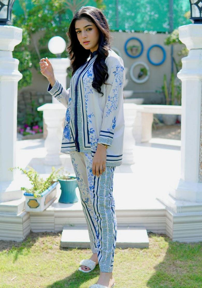 Blue Digital Printed Rayon Co ord Set