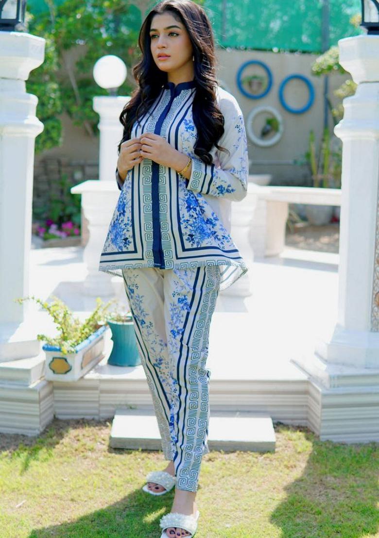 Blue Digital Printed Rayon Co ord Set