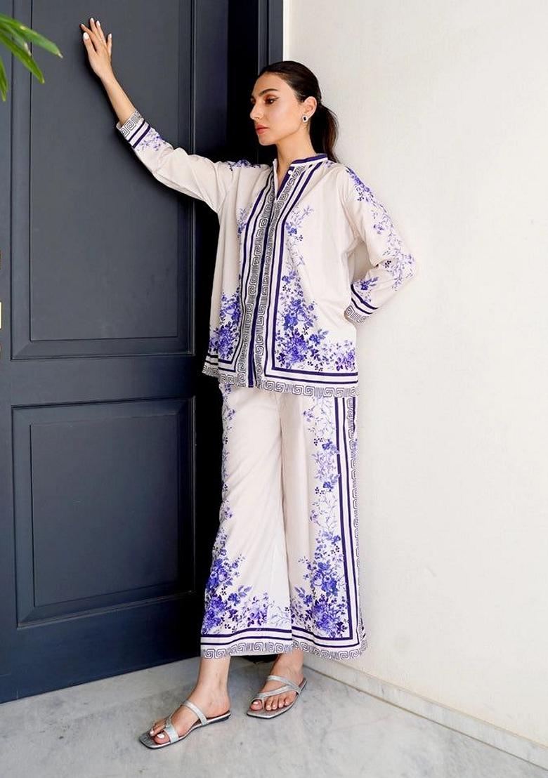 Purple Digital Printed Rayon Co ord Set