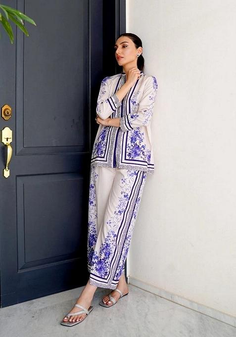 Purple Digital Printed Rayon Co ord Set