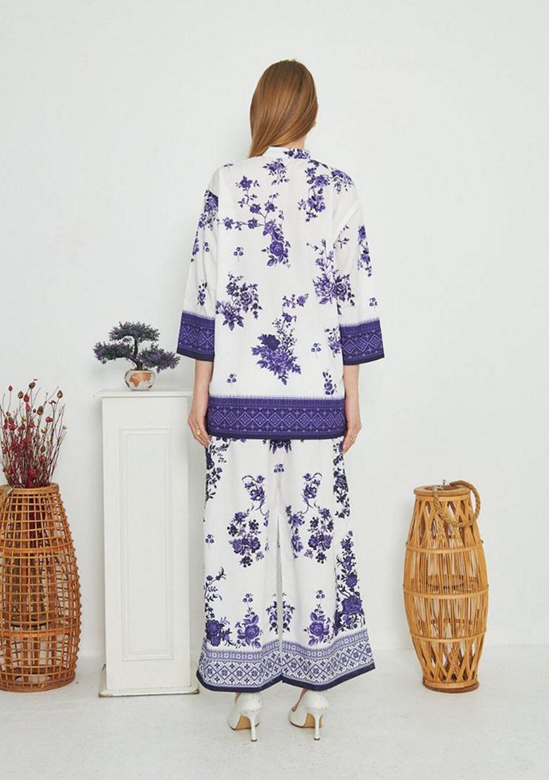 Blue Digital Printed Rayon Co ord Set